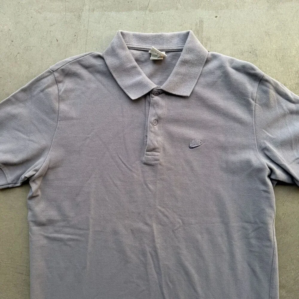 VTG 90s Nike Gray Tag Logo Casual Swoosh Polo Shirt Sz Large Golf Preppy